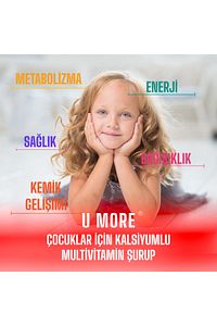 UMore-Children's Syrup - with MultiVitamin and Calcium, Vitamin C and B3 Etc. - 150ml 3