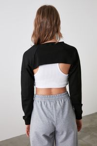 Trendyol Collection-Schwarzes, superkurzes, dünnes Sports-Sweatshirt TWOSS20SW0104 15