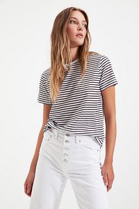 Siyah Çizgili Basic Örme T-Shirt TWOSS21TS0904