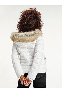 Tommy Hilfiger-Damen Markenjacke mit Logo und fester Kapuze, gesteppt, wattiert, weiß, DW0DW08588-YBR 2