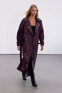 Trendyol Collection-Bordó túlméretezett öves kabát - limitált kiadású TWOAW25TR00003 5