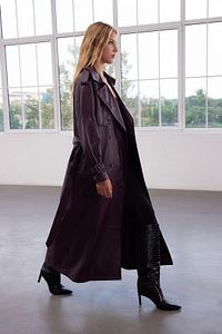 Trendyol Collection-Bordó túlméretezett öves kabát - limitált kiadású TWOAW25TR00003 4