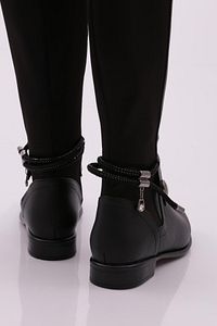 DGN-Schwarze kniehohe flache Stiefel mit seitlichem Reißverschluss und Stretch-Rückseite 6162668 3