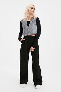 Siyah Bol Paça Pantolon TWOAW21PL0076