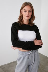 Trendyol Collection-Schwarzes, superkurzes, dünnes Sports-Sweatshirt TWOSS20SW0104 11