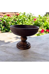 Büyük Boy Ahşap Meyve Sunum Kasesi (30CM), Ayaklı Sunum Kasesi, Ceviz Ağacı Sunum 1