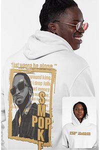 Fuddy Moda-Oversize Pop Smoke Back Printed Hooded Sweatshirt, Unisex Rapper Themed Hoodie 1
