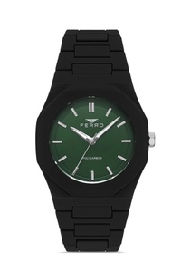 FERRO-Black Polycarbonate Cord Wristwatch F11400D-G10 1