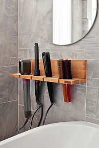 ESLENTA-Wall Mounted Wooden Hair Dryer Holder 2