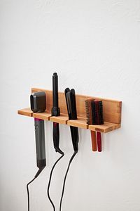 ESLENTA-Wall Mounted Wooden Hair Dryer Holder 4