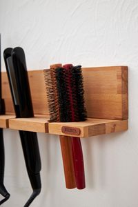 ESLENTA-Wall Mounted Wooden Hair Dryer Holder 5