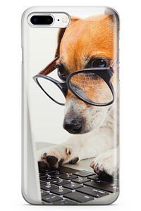 Apple Iphone 7 Plus Kılıf Gözlüklü Terrier Arka Kapak Koruma Desenli Full Koruyucu