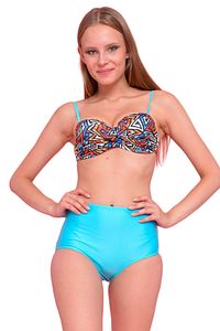 Kadın Turkuaz Full Lycra Prizma Yüksek Bel Bikini Takım