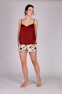 Kadın Kiremit Vegan Şortlu Pijama Takımı