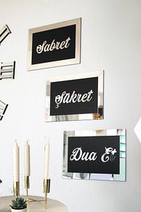 3D Sabret Şükret Dua Et 3'lü set 26*16 Gümüş