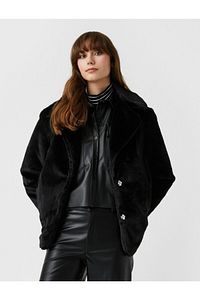 Düğmeli Oversize Kısa Suni Kürk Kaban