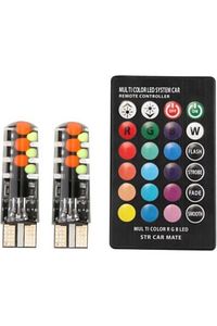 Uzaktan Kumandalı Çakar Lamba 2 Adet T10 18 Led Rgb Park Ampulü T10