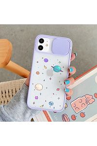 Iphone 11 Gezegenler Desenli Kamera Korumalı Lila Telefon Kılıfı