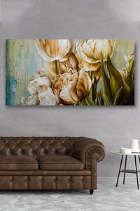 60x120 Lale Bahçesi Kanvas Tablo