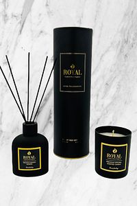 Özel Mat Siyah Set - Black Orchid Kokulu Mum Ve 100 ml Oda Kokusu