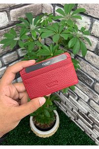 Ultra Ince Unisex Kırmızı Minimal Deri Kartlık