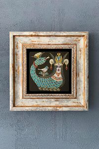 Şahmeran Tablo-çerçeveli Taş Tablo 20x20 Cm-wall Decor-