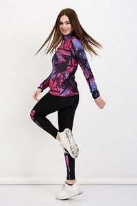 Kadın Mor Fitness Sporcu Taytlı Eşofman Takım