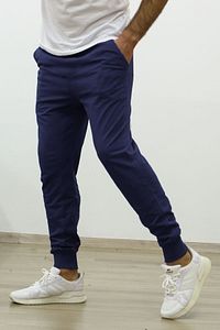 Erkek Lacivert Slim Fit Lastikli Paça Jogger Eşofman Altı