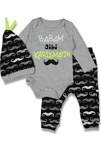 Babam Gibi Karizmayım 3 Lu Bebek Takımı K3037