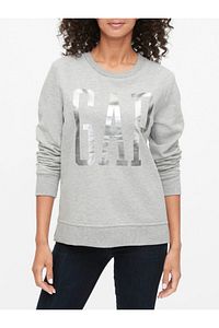 Kadın Gri Logo Yuvarlak Yaka Sweatshirt