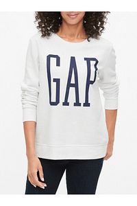 Kadın Beyaz Logo Yuvarlak Yaka Sweatshirt