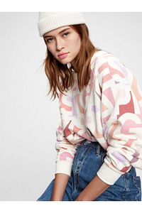 Kadın Pembe Logo Yuvarlak Yaka Sweatshirt