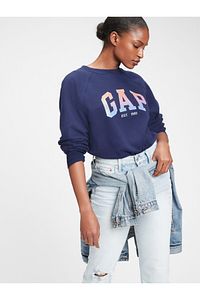 Kadın Lacivert Logo Yuvarlak Yaka Sweatshirt