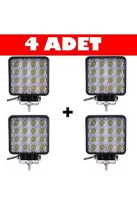 Off Road Sis Farı Sis Lambası 16 Led Kare 4'lü Paket Su Geçirmez