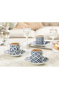 Kotor Porselen 6 Kişilik Kahve Fincan Takımı 80 ml Mavi