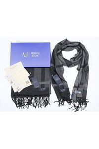 Aj Jeans Logolu Unisex Siyah-füme Atkı Kaşkol