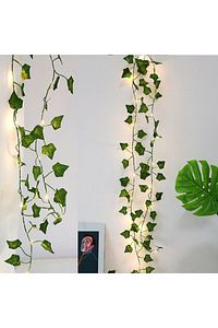 Dekoratif Yeşil Yapraklı Yapay Sarmaşık ve Peri Led Gün Işığı