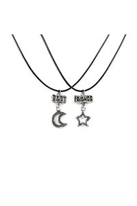 Küçük Ay Yıldız Tasarımlı Best Friend Yazılı Ikili Arkadaşlık Kolyesi