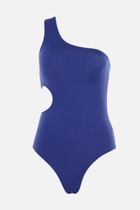 Trendyol Collection-Saks Single Shoulder Cut Out/Windowed Textured Regular Badeanzug TBESS22MA0064 6