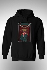 Kadın Siyah Ejderha Baskılı Kapşonlu Sweatshirt