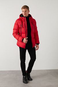 Fermuar Kapama Slim Fit Kapüşonlu Dik Yaka Erkek MONT 5717101