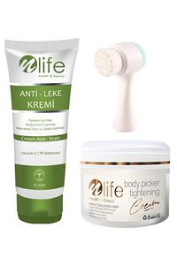 Göğüs Bakım Kremi -aydınlatıcı Leke Kremi- Cilt Temizleyici Fırça 3'lü Set