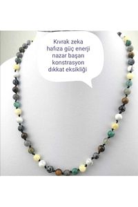 Krizokol - Labradorit - Kalsit - Havlit - Kaplan Gözü- Obsidyen Doğal Taş Kolye