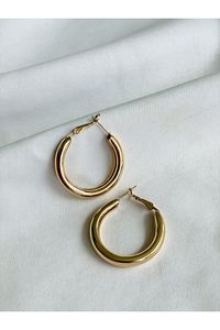 Kalın Gold Halka Küpe (3 cm Çaplı)