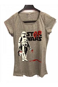 Kadın Gri Star Wars Girl Kesim T-shirt