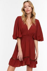 Kleid - Braun - Gerüschter Saum