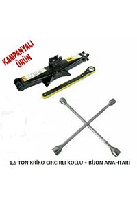 Oto Krikosu 1.5 Ton Makas Cırcır Araç Kriko + Bijon Anahtarı