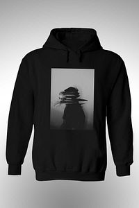 Unisex Siyah Kimliksiz Baskılı Kapüşonlu Sweatshirt