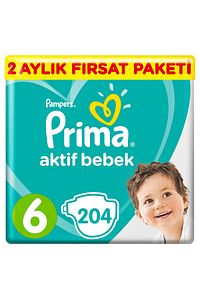 Unisex Bebek Bezi Aktif Bebek 6 Beden Ektra Large 2 Aylık Fırsat Paketi 204'lü