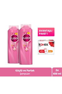 Güçlü Ve Parlak Şampuan 650ml X2 8'li Kotex Normal